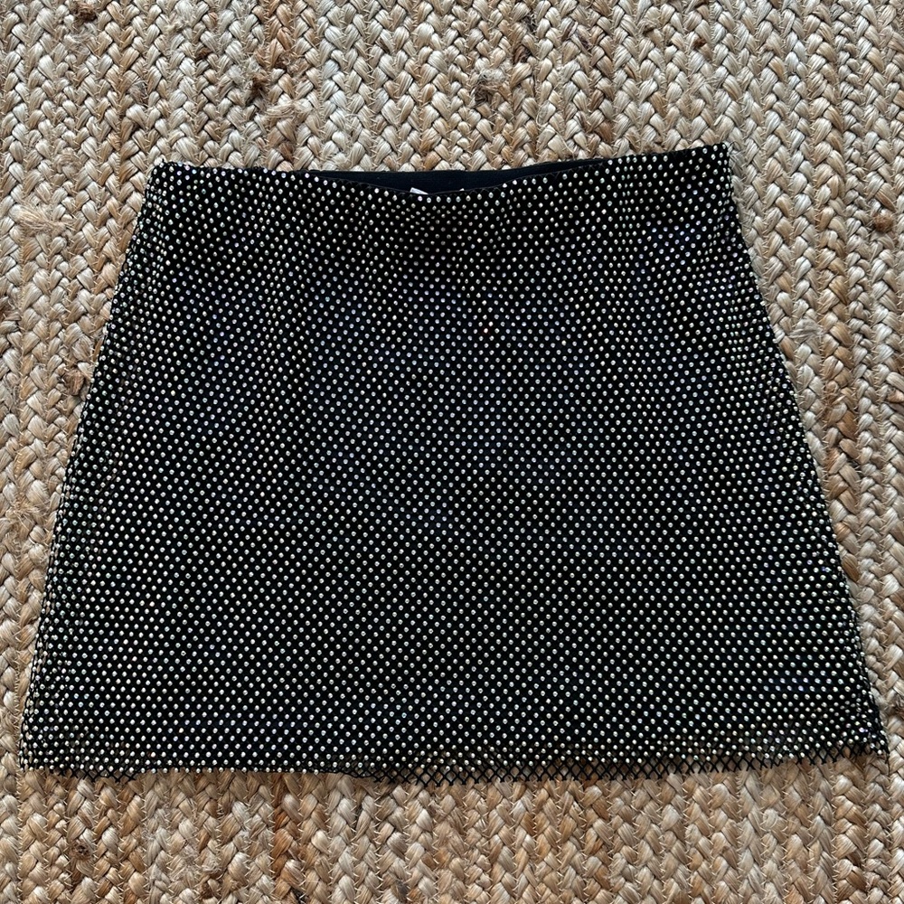 Steve Madden Rhinestone Multicolor Black Mini Skirt